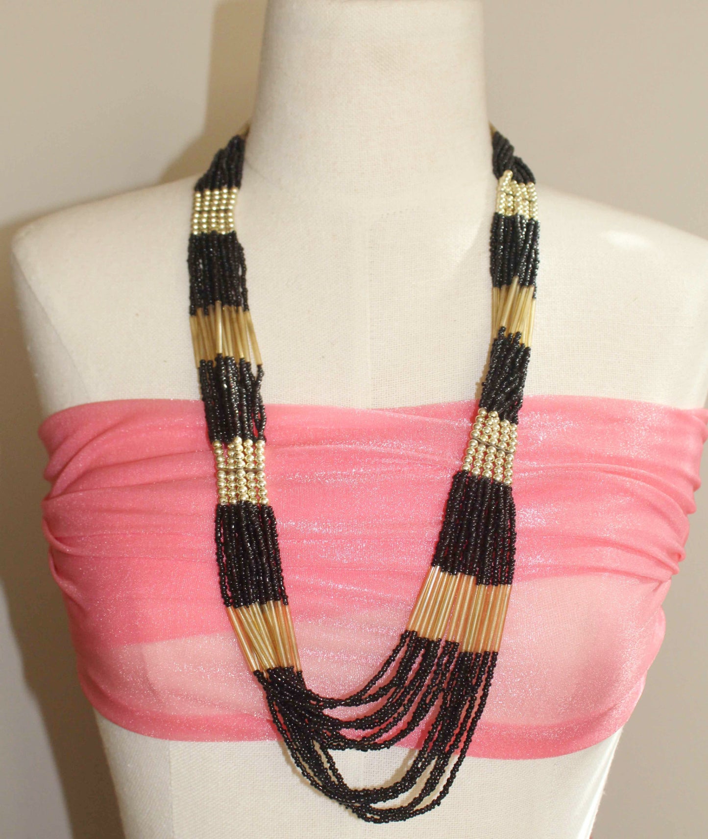 Long MultiStrand Beaded Necklace and Earrings 2 PC Set - Nubian Goods