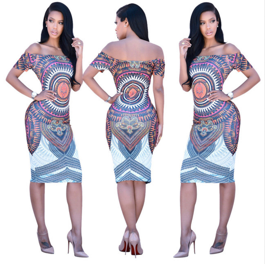 Ladies Print Bodycon Dashiki - Nubian Goods