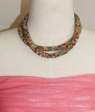 Multicolor Beads Double Bonded Necklace Bracelet Earrings 3 PC Set - Nubian Goods