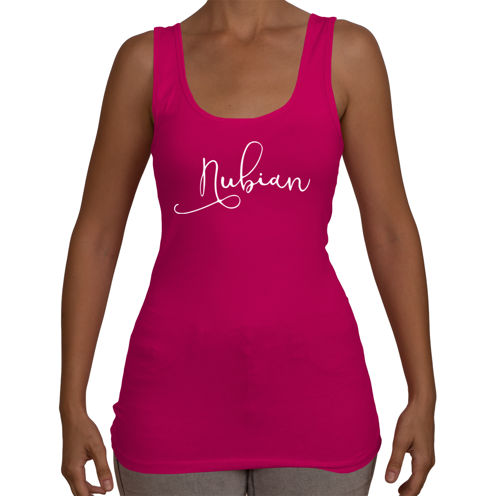 Ladies Nubian Tank Top T-Shirt (White Logo) - Nubian Goods
