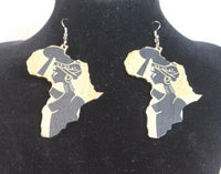 Earrings - Africa Map with Painting - Nubian Goods