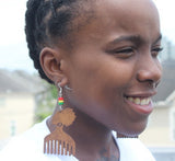 Earrings - Afro Comb with Beads - Nubian Goods