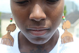 Earrings - Afro Comb with Beads - Nubian Goods