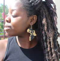 Earrings - Africa Map with Painting - Nubian Goods